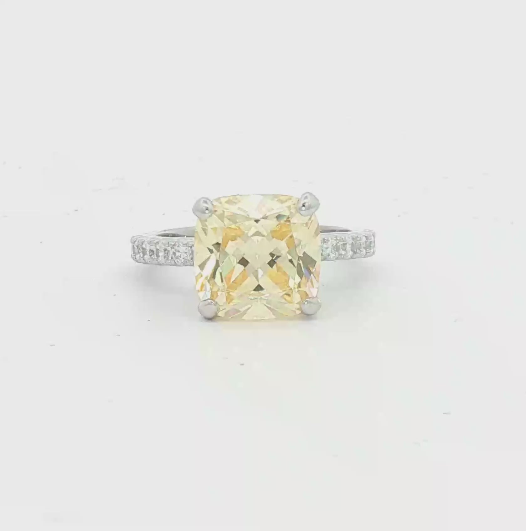 Silver Yellow & White CZ Ring