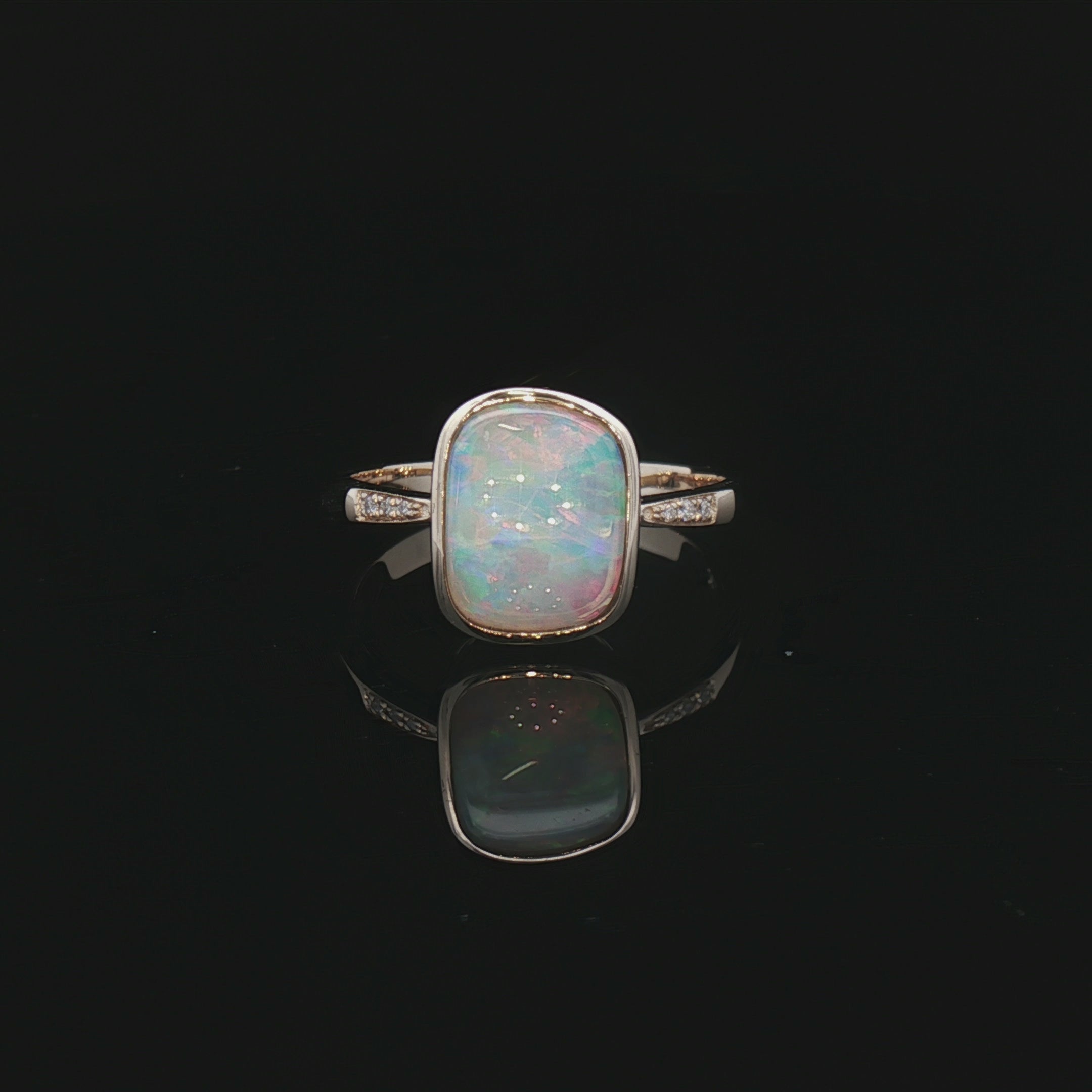 Opal & Diamond Ring 9ct Gold