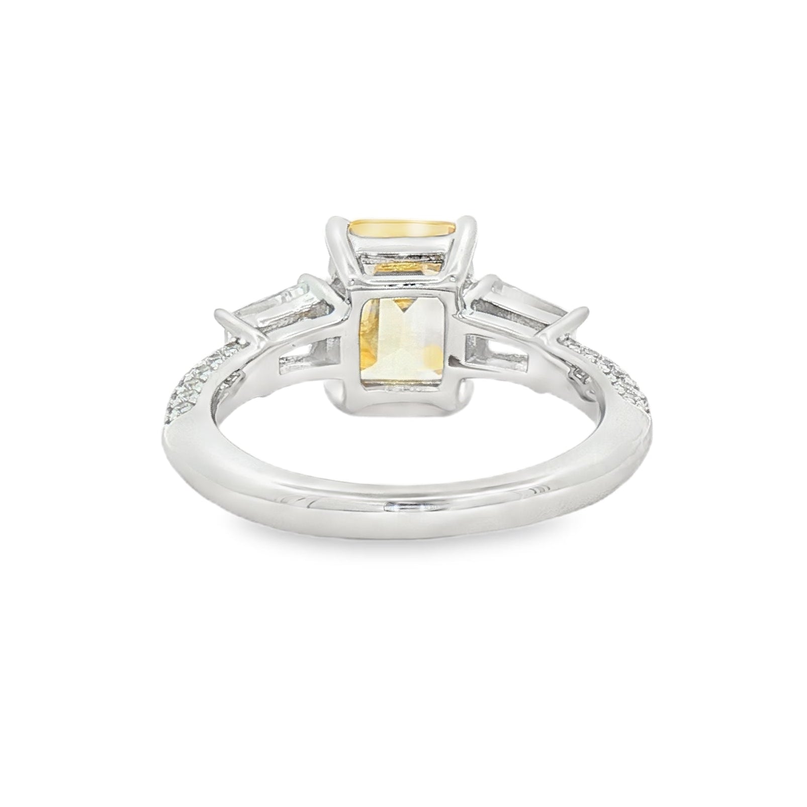 Silver Yellow CZ Trilogy Ring REAR