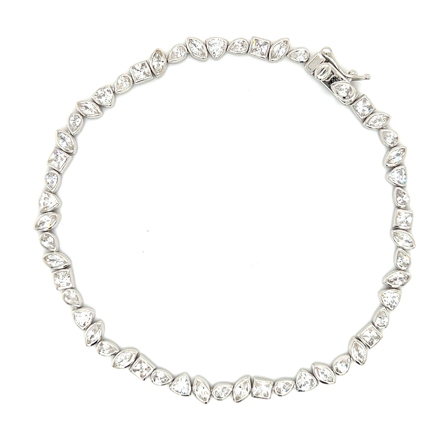 Sterling Silver Multi Cut CZ Tennis Bracelet