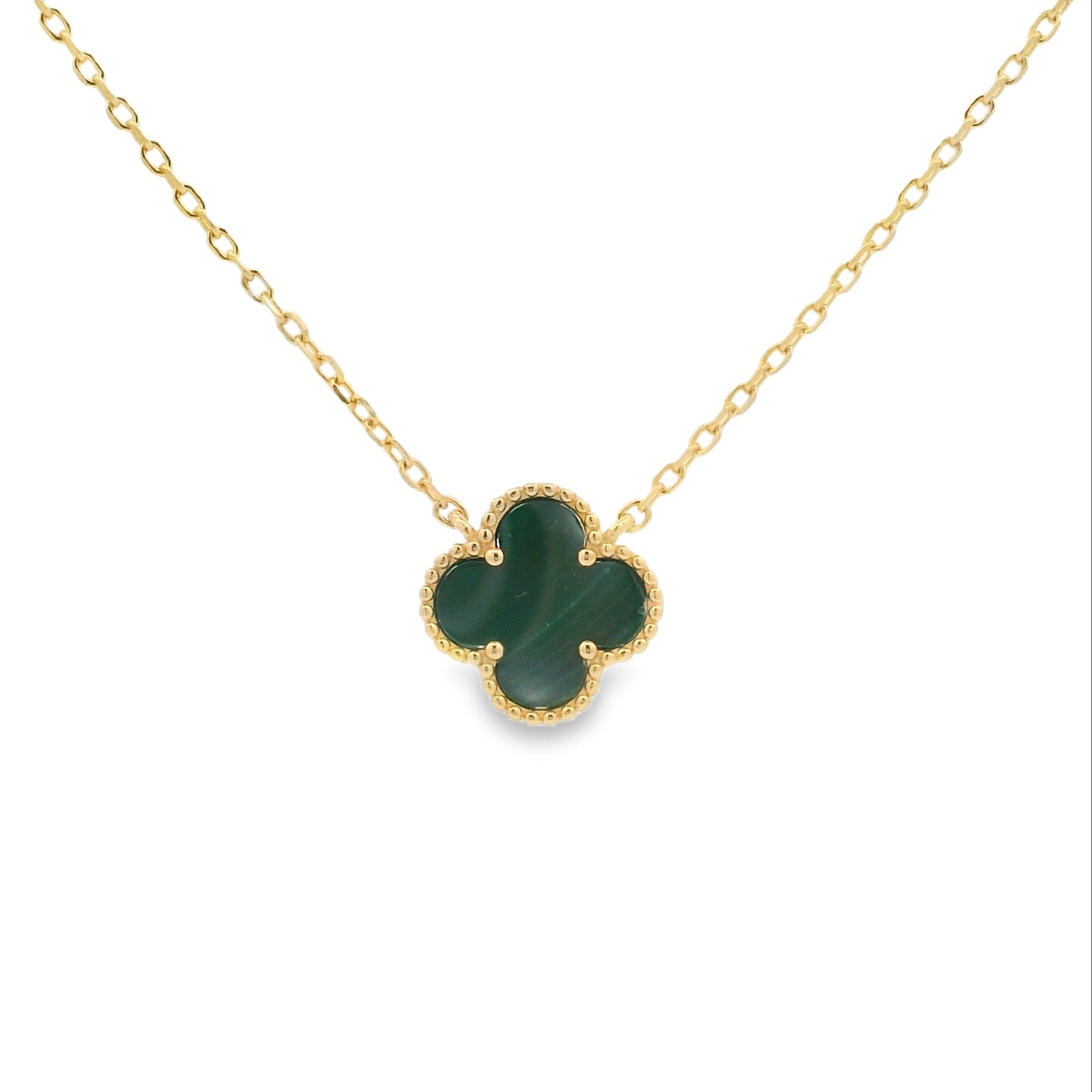 Silver Gold Plated Malachite Necklace