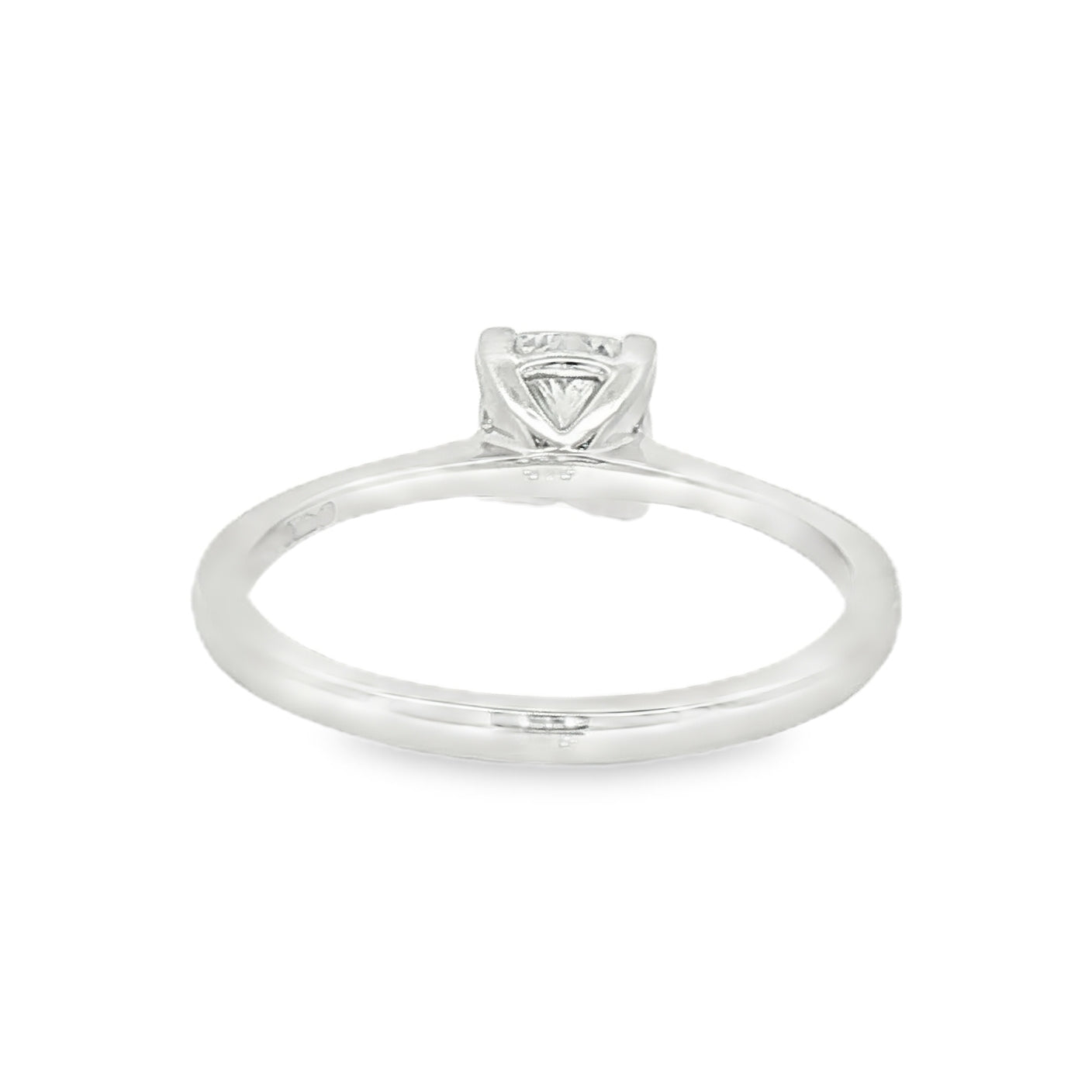 Platinum Solitaire Cushion Cut Diamond Engagement Ring 1.01ct REAR