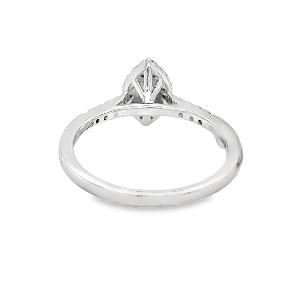 Marquise Diamond Halo Engagement Ring 0.50ct 18ct White Gold rear