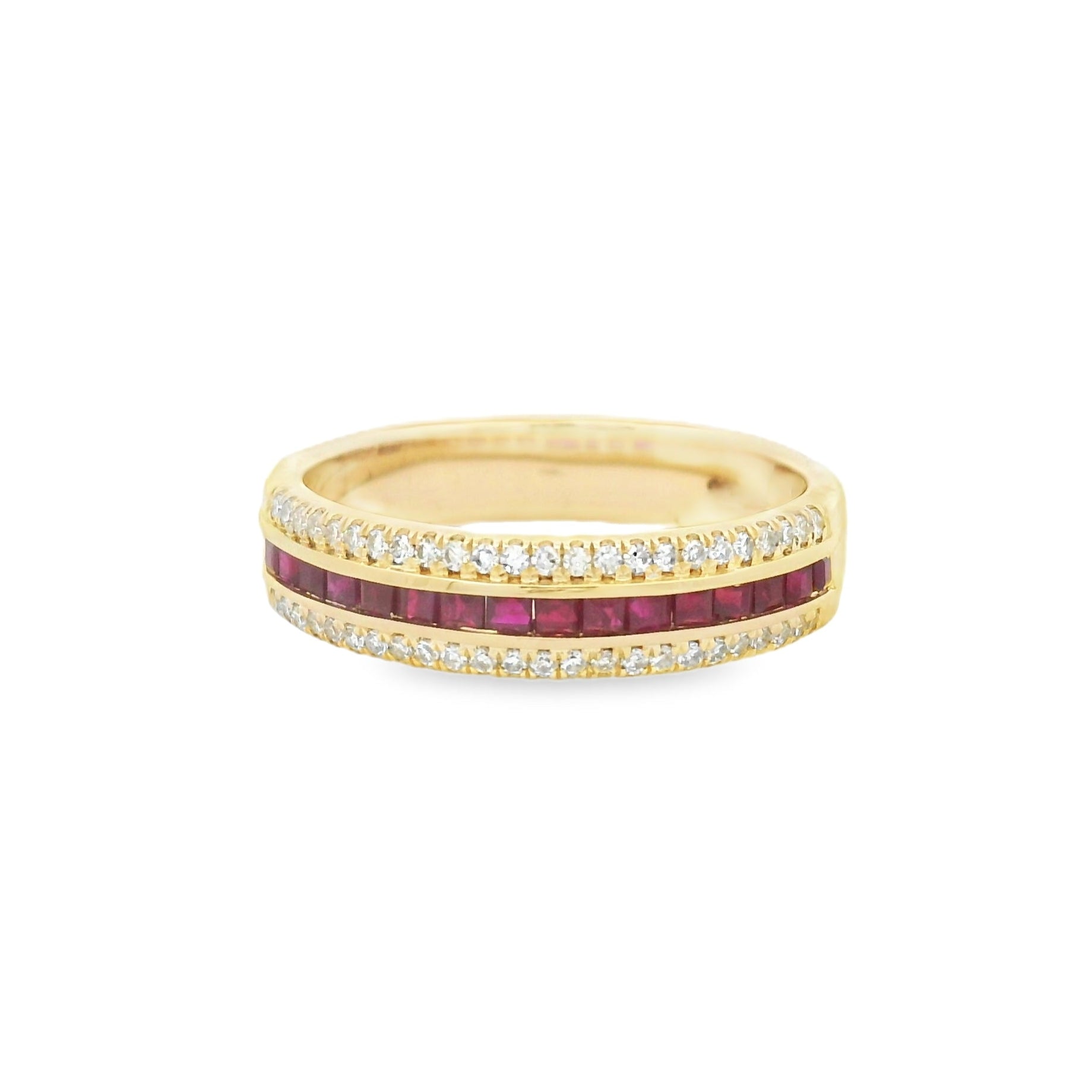 Ruby & Diamond Triple Row Eternity Ring 9ct Gold