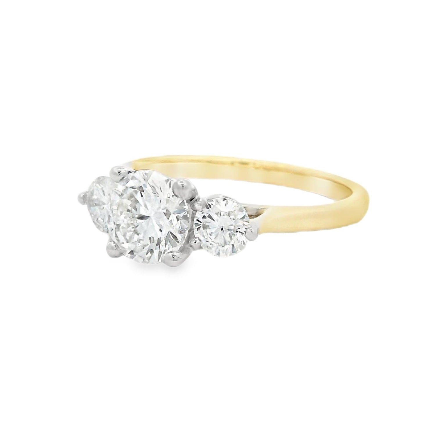 Lab Grown Diamond 3 Stone Ring 1.50ct 9ct Gold