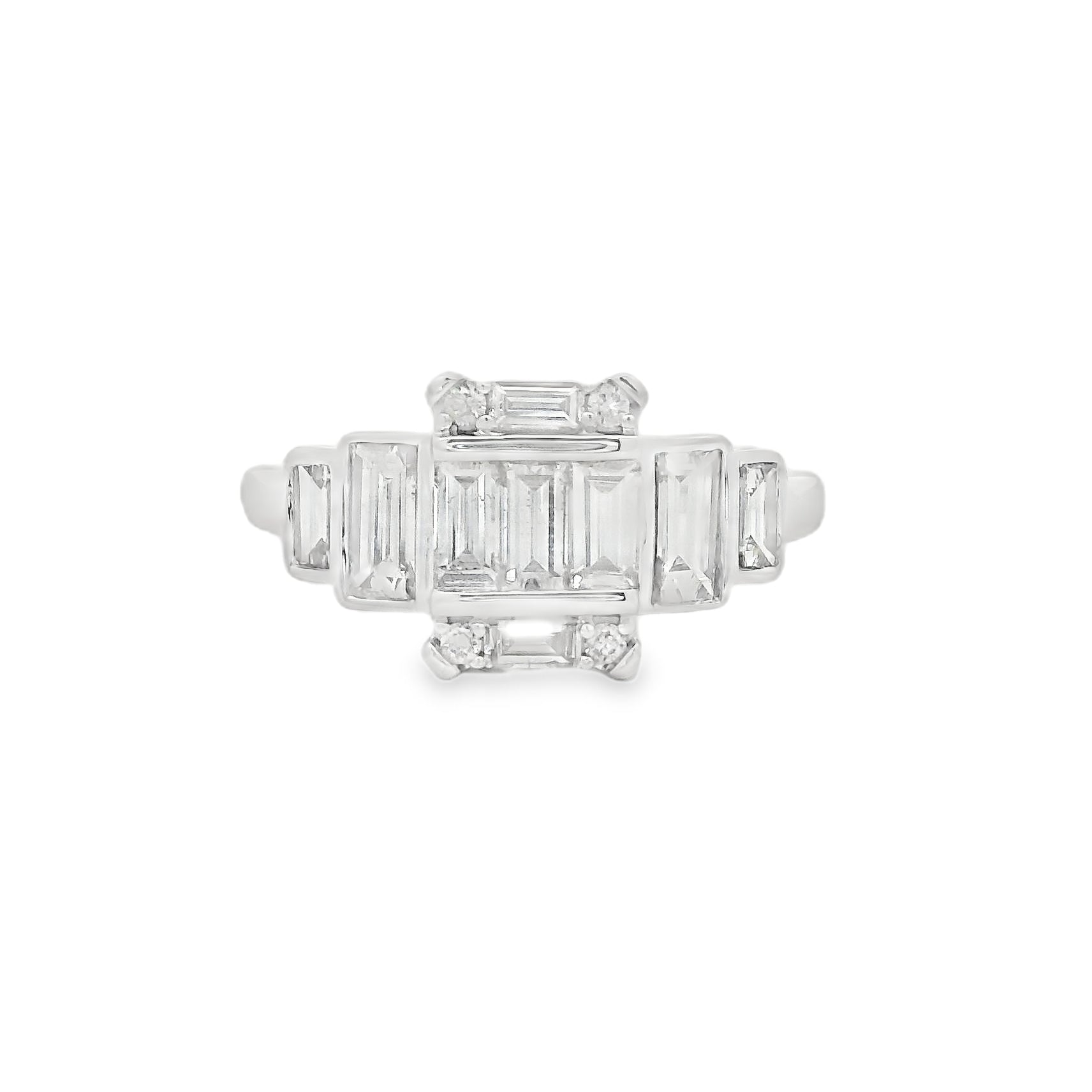 9ct White Gold Multi Cut Diamond Ring 1.04ct