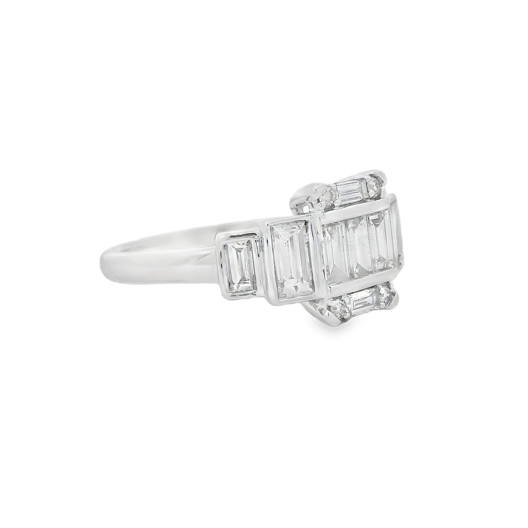 9ct White Gold Multi Cut Diamond Ring 1.04ct