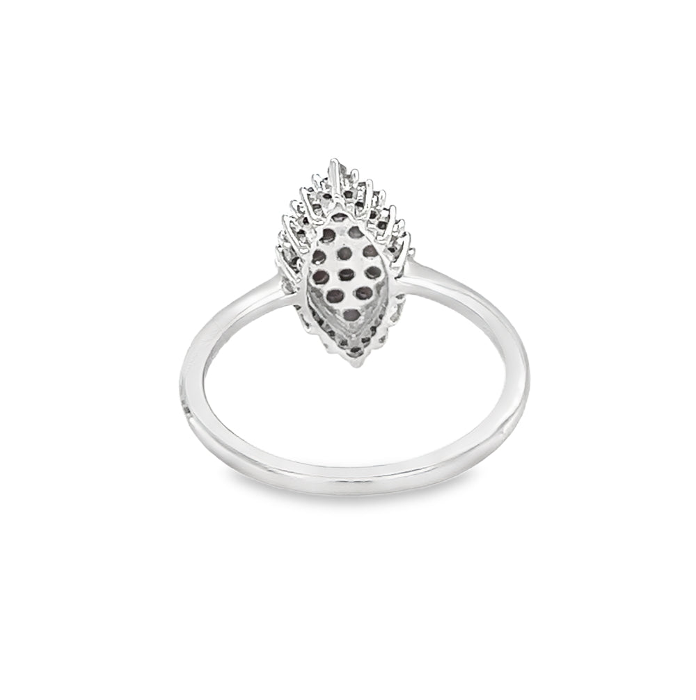 Ruby & Diamond Marquise Cluster Ring 9ct White Gold rear