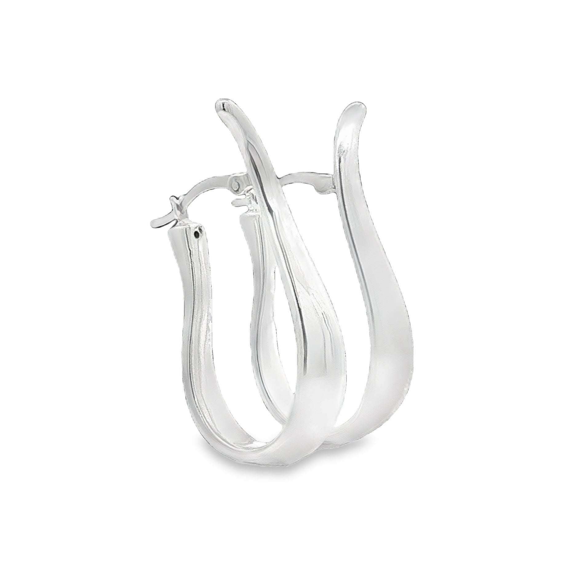 Sterling Silver Chunky Curved Hoop Earrings SIDE