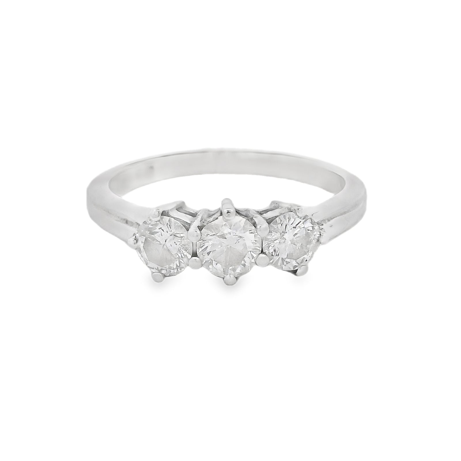 Pre Owned 3 Stone Diamond Ring 18ct White Gold