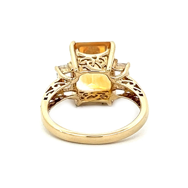 Pre Owned Citrine Ring 9ct Gold rear
