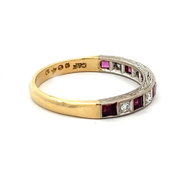 Pre Owned Ruby & Diamond Eternity Ring 18ct Gold side