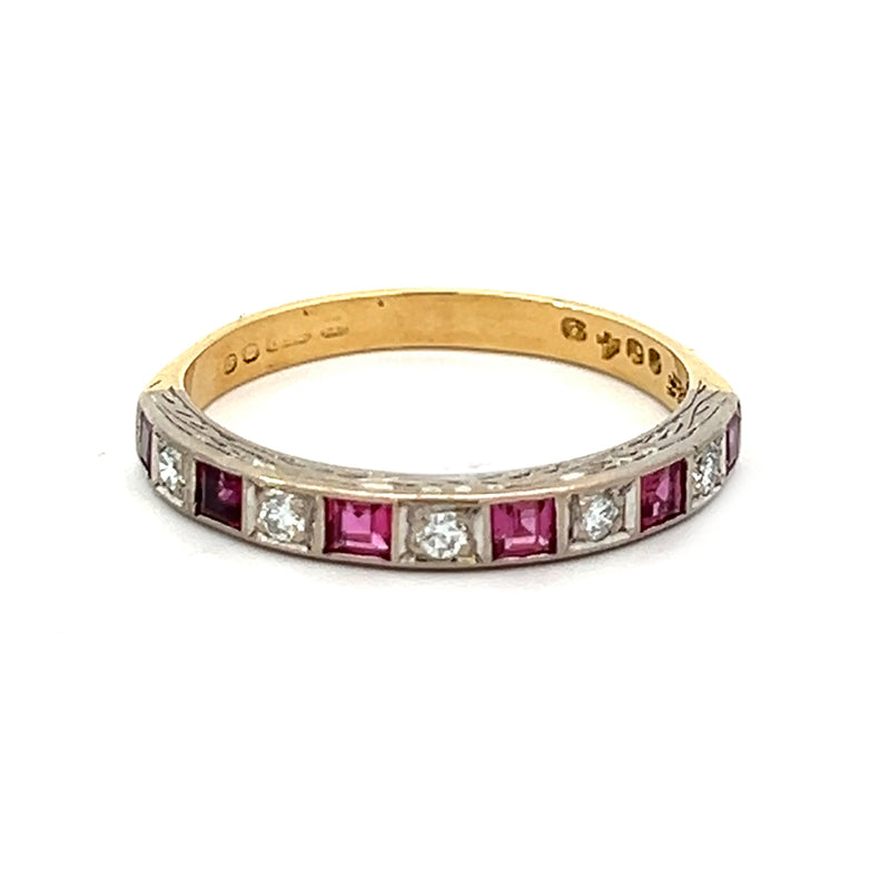 Pre Owned Ruby & Diamond Eternity Ring 18ct Gold