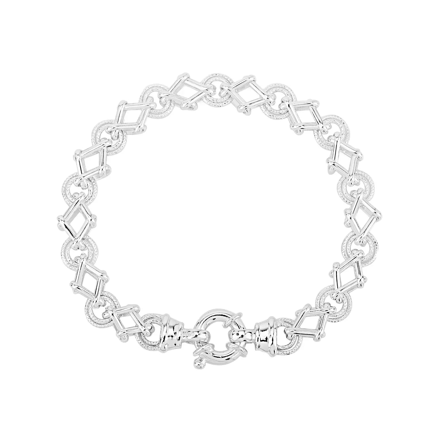 Sterling Silver Geometric Links Handmade Bracelet
