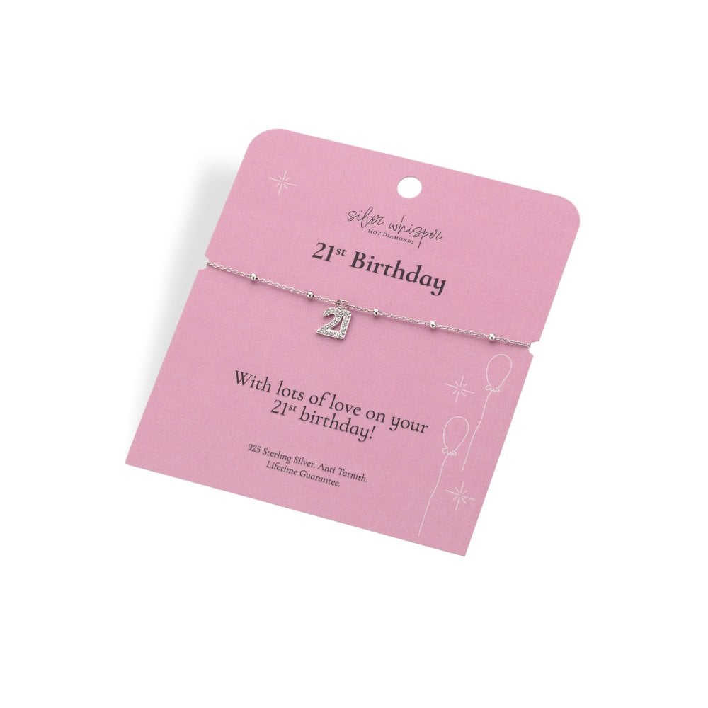 Hot Diamonds Silver Whisper 21st Birthday Bracelet card