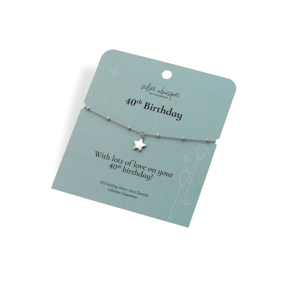 Hot Diamonds Silver Whisper 40th Birthday Bracelet card