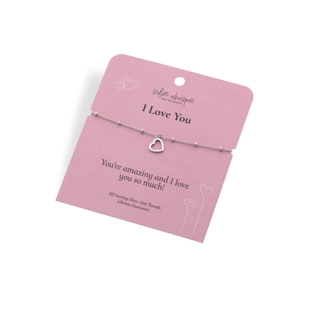 Hot Diamonds Silver Whisper I Love You Bracelet card