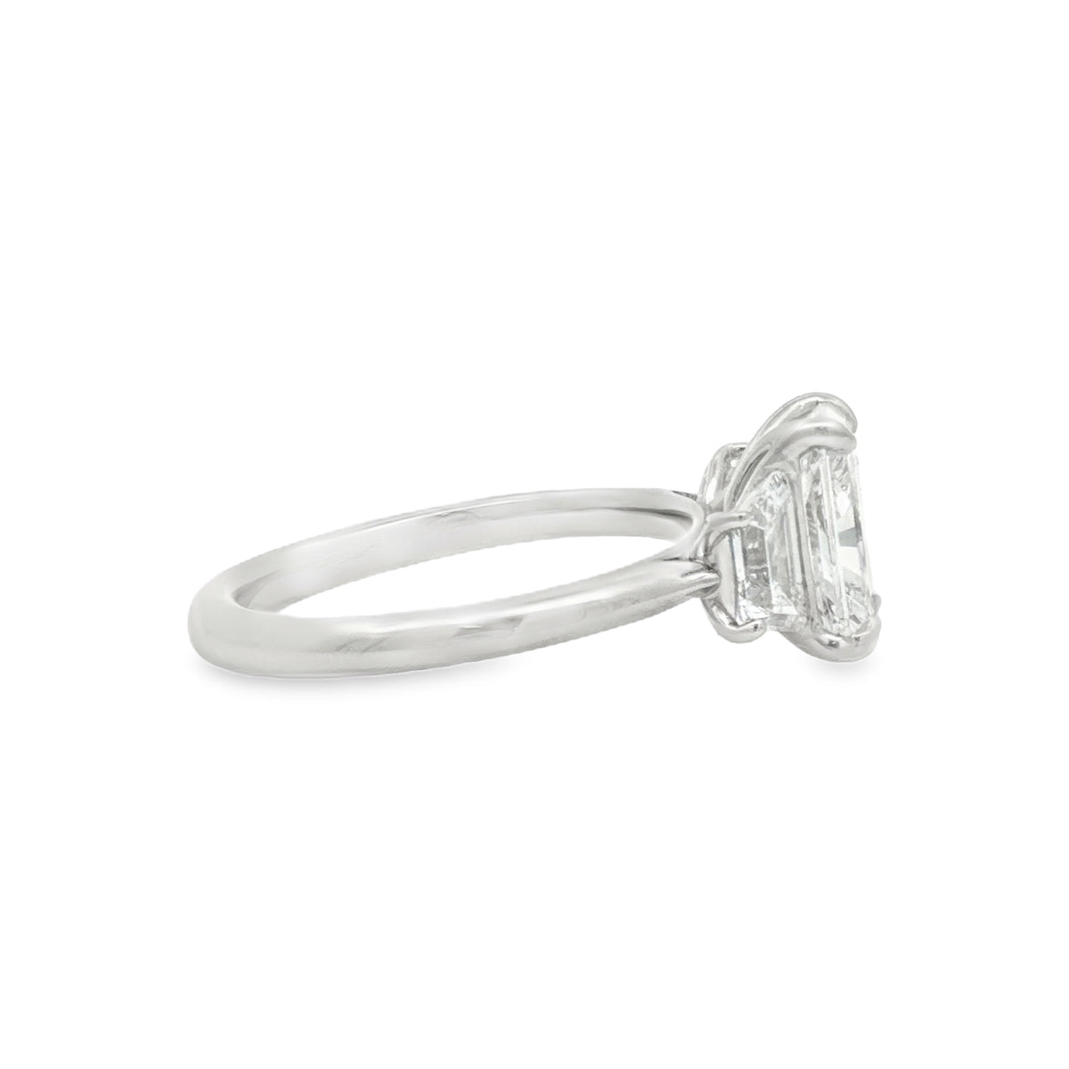 Platinum Radiant Cut Lab Grown Diamond Trilogy Engagement Ring 3.00ct SIDE