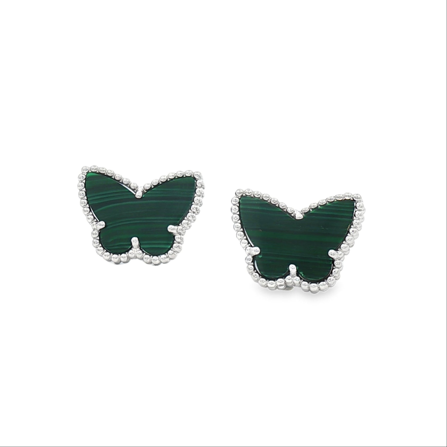 Silver Malachite Butterfly Stud Earring