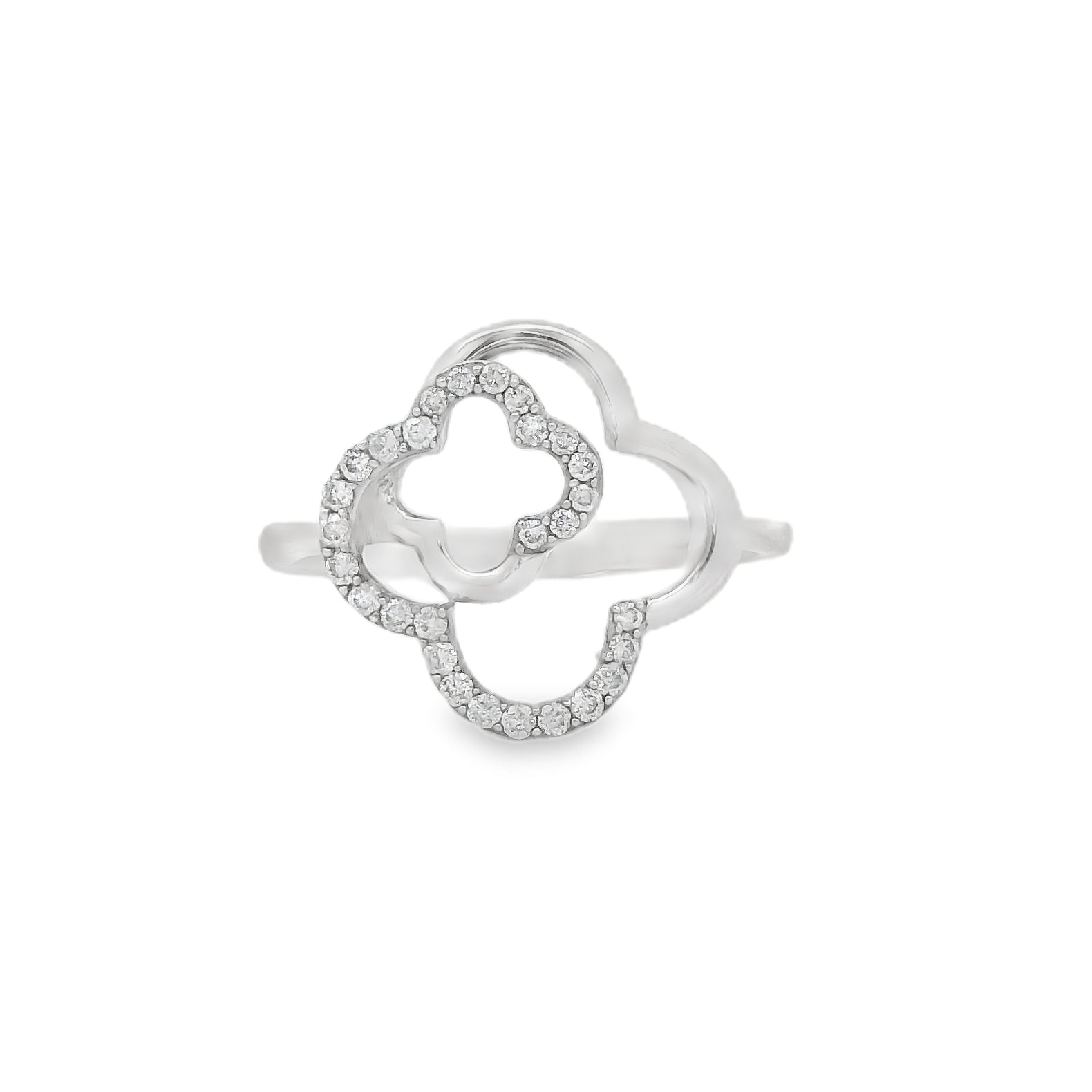 Diamond Clover Ring 18ct White Gold