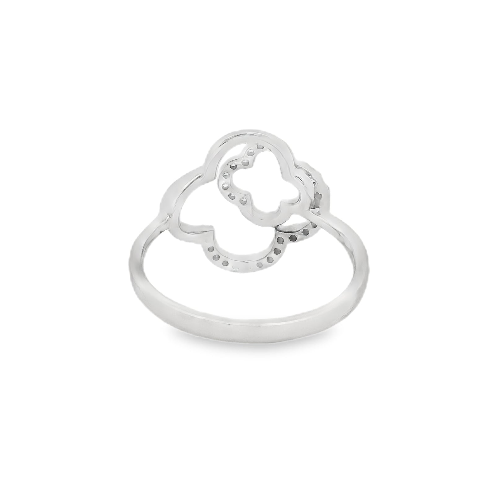 Diamond Clover Ring 18ct White Gold