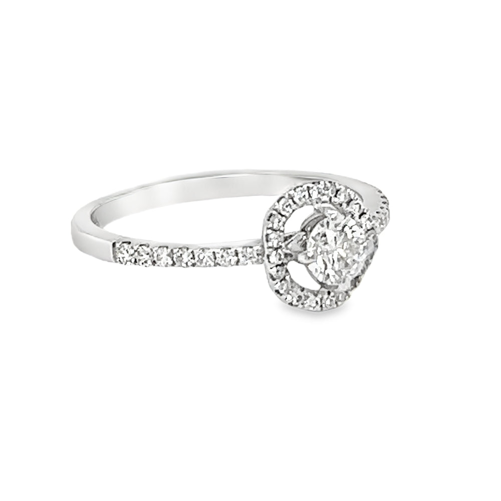 Diamond Halo Ring 0.48ct 18ct White Gold side