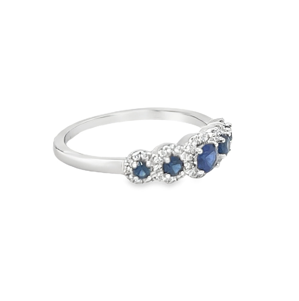 Sapphire & Diamond Graduated Eternity Ring 18ct White Gold side