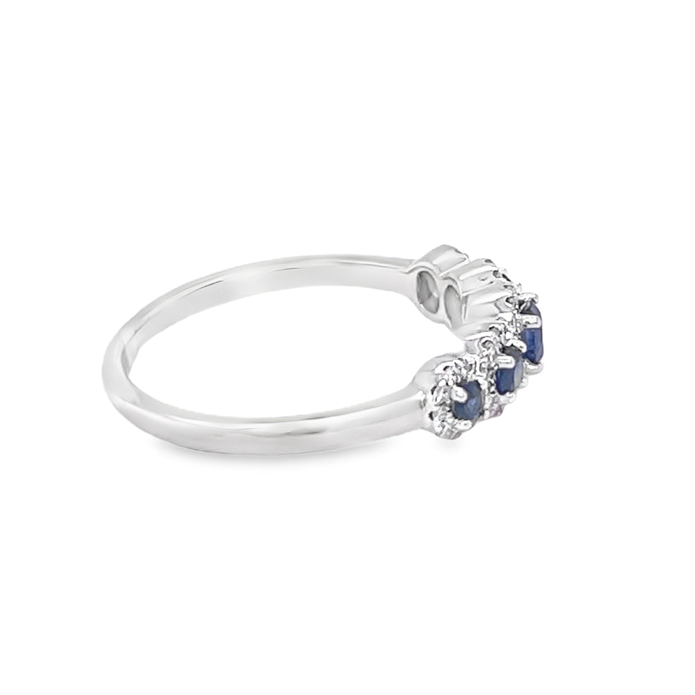 Sapphire & Diamond Graduated Eternity Ring 18ct White Gold side 2