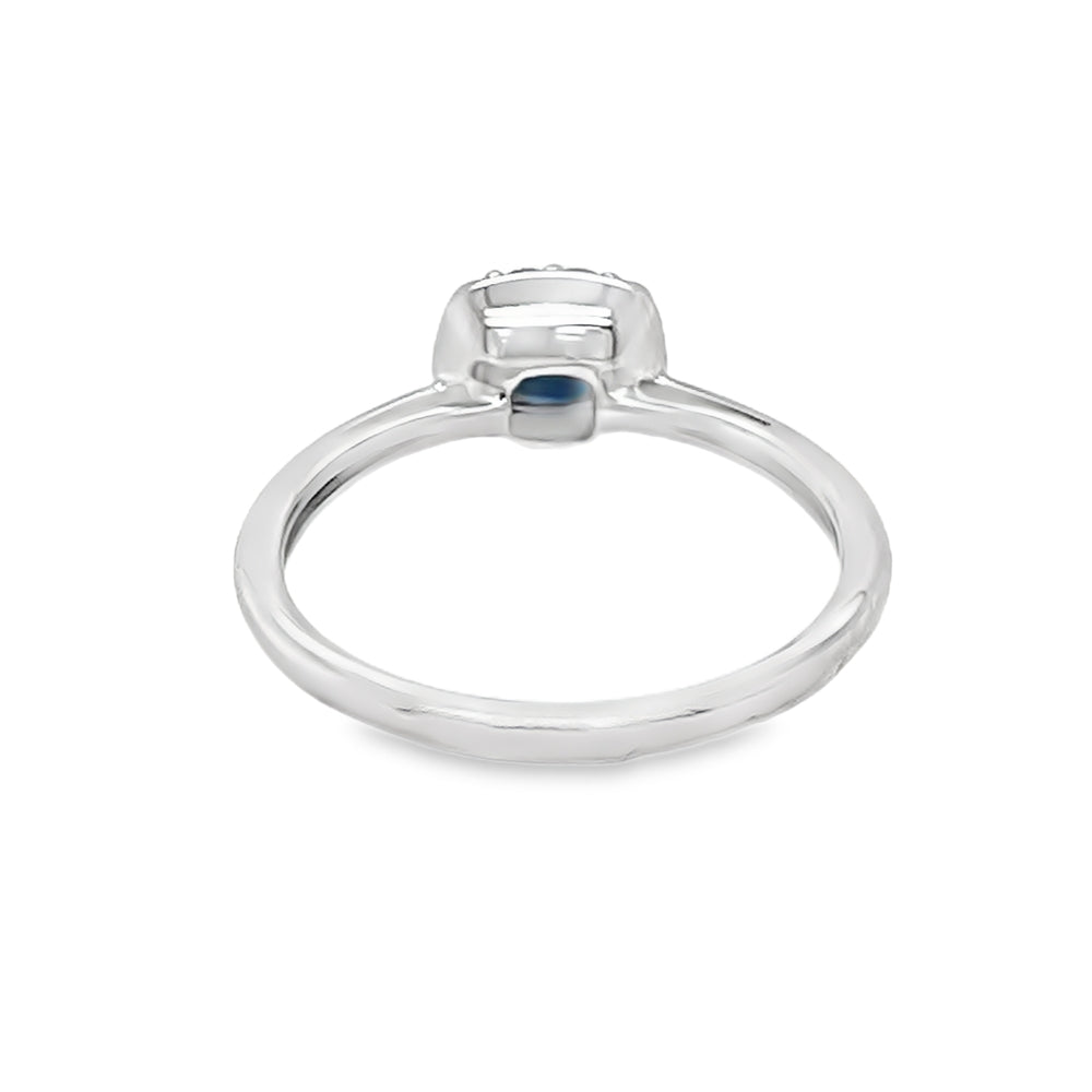 18ct White Gold Sapphire & Diamond Cushion Cluster Ring