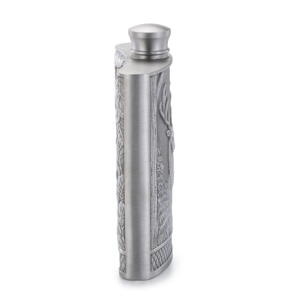 Pewter Stag Hipflask Royal Selangor side
