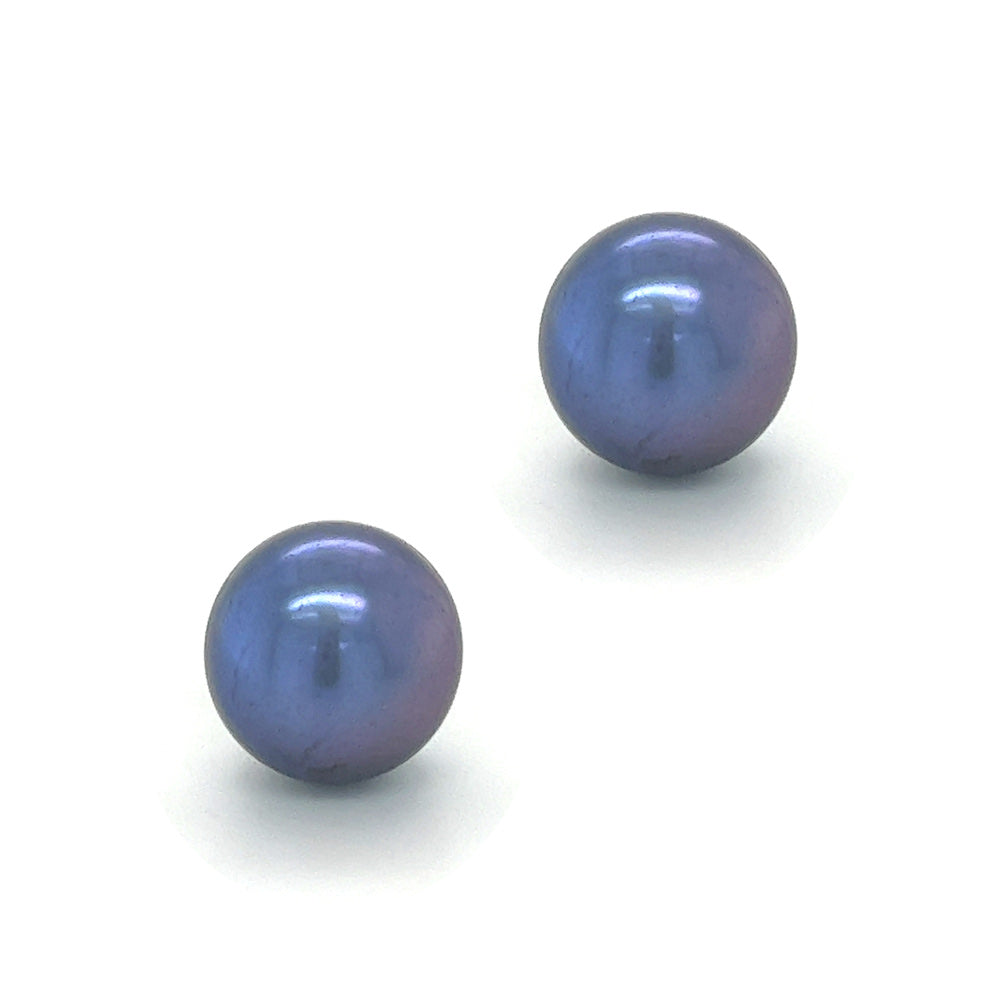 10mm Peacock Fresh Water Cultured Pearl Earring Silver