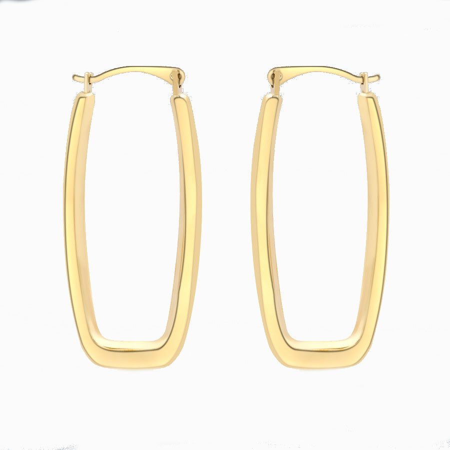 9ct Yellow Gold 14 x 32mm Polished Rectangular Creole Earrings
