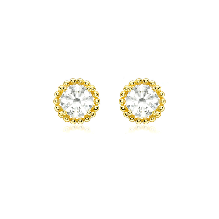 9ct Yellow Gold Halo CZ Stud Earrings 1.59.1739