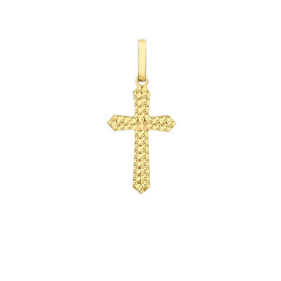 9ct Yellow Gold 11mm x 24mm Embossed Cross Pendant