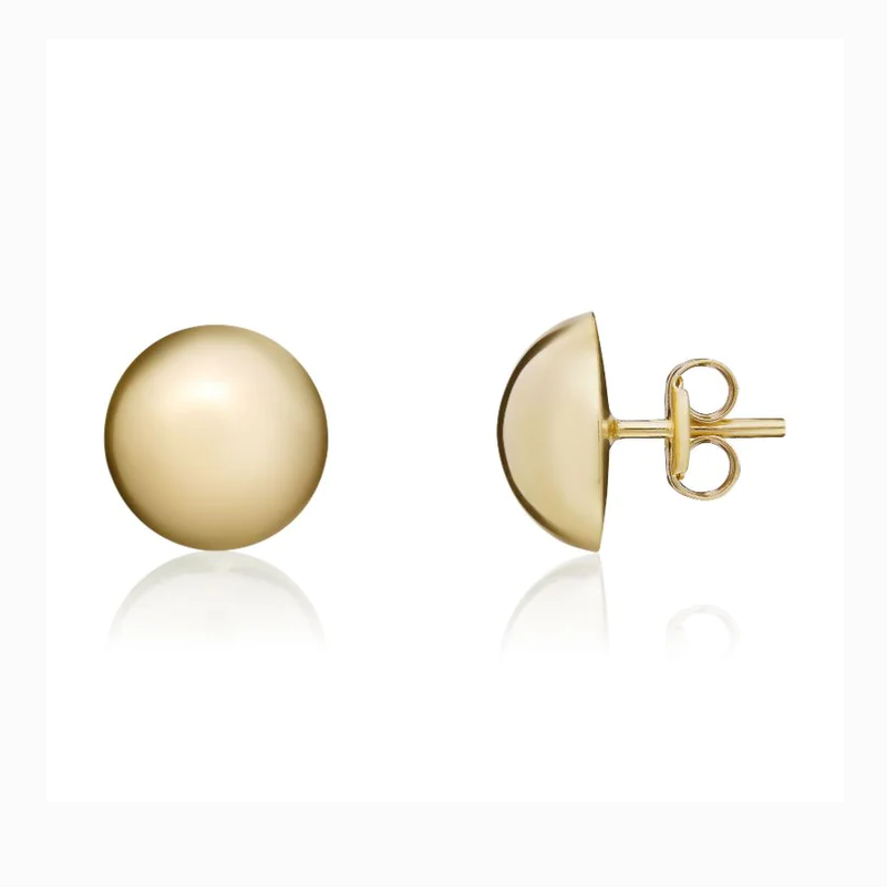 9ct Gold Polished Domed Stud Earrings side