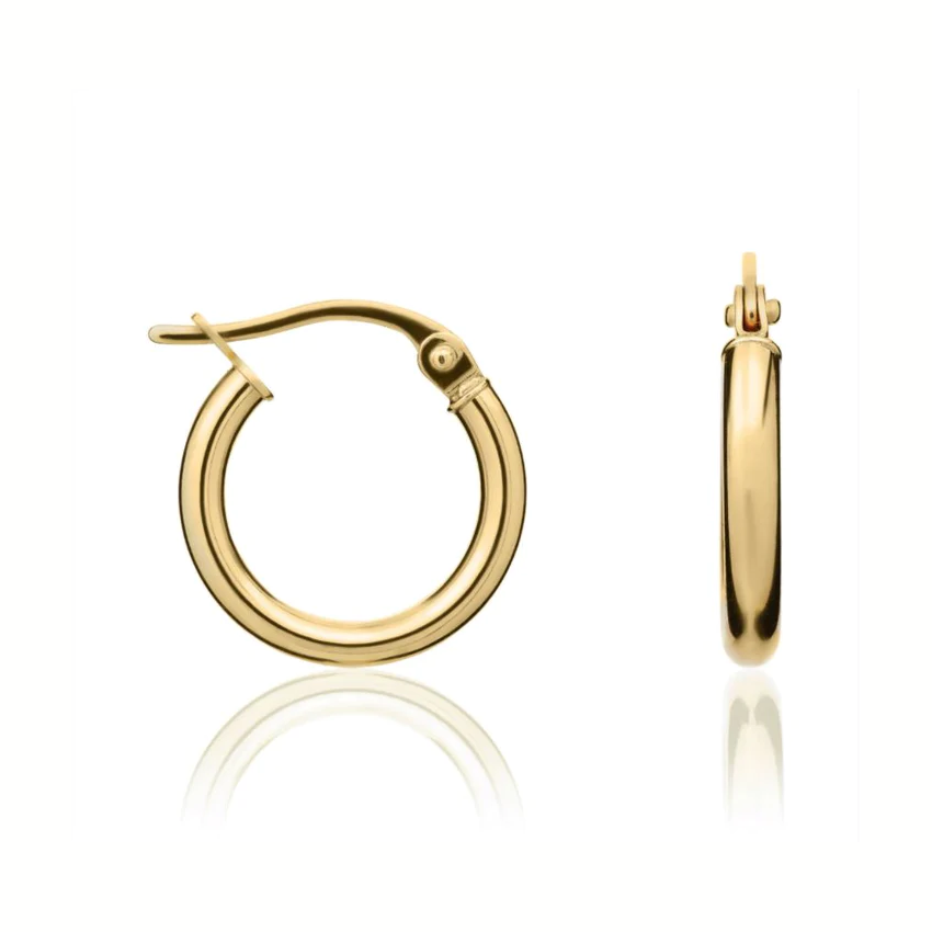 Plain 13mm Hoop Earrings 9ct Gold