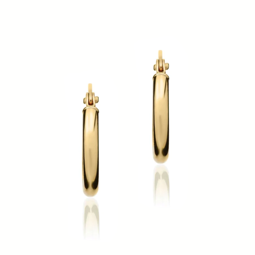 Plain 13mm Hoop Earrings 9ct Gold