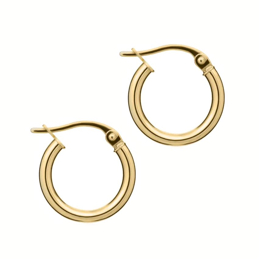Plain 13mm Hoop Earrings 9ct Gold