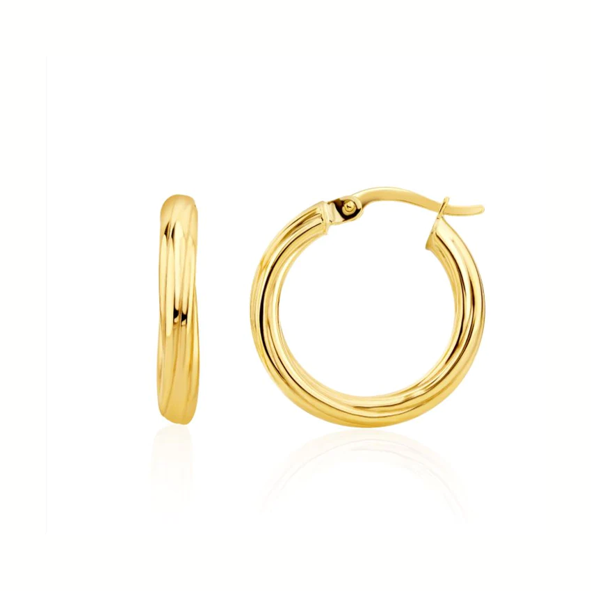 9ct Gold 20mm Twist Hoop Earring front