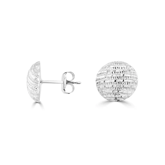 9ct White Gold Stripey Stud Earrings side
