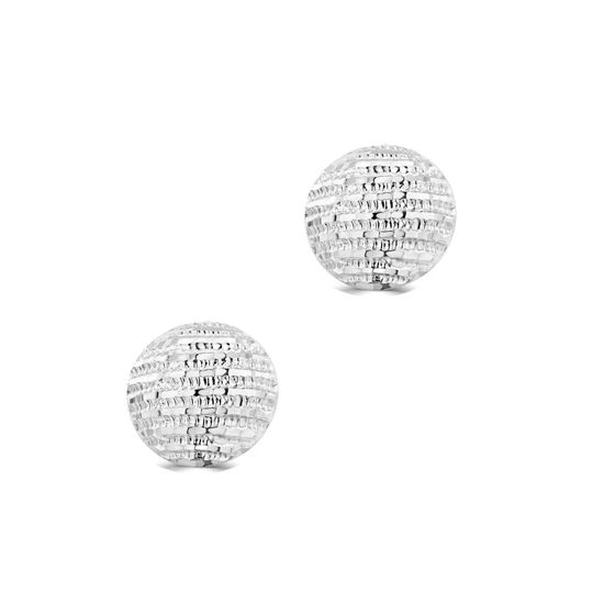 9ct White Gold Stripey Stud Earrings