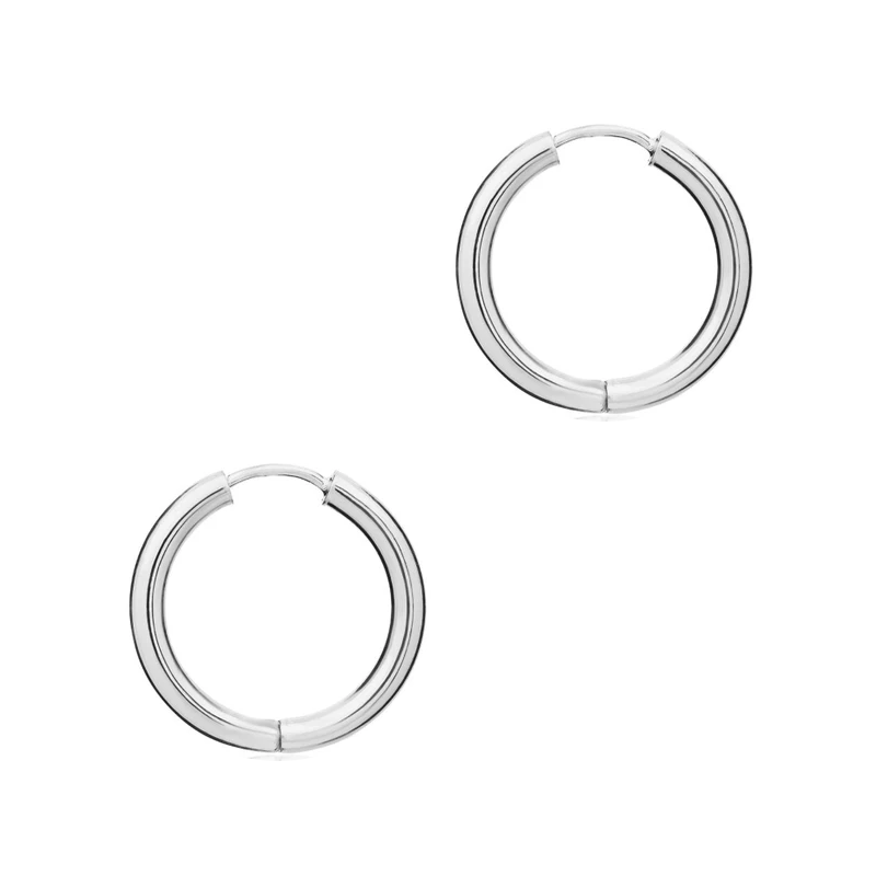 9ct White Gold Polished Huggy Hoop Earring