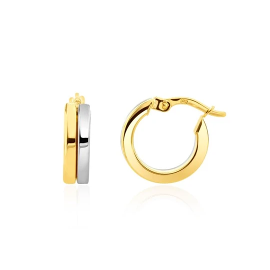 Yellow and White Double Row Hoop Earrings 9ct Gold side