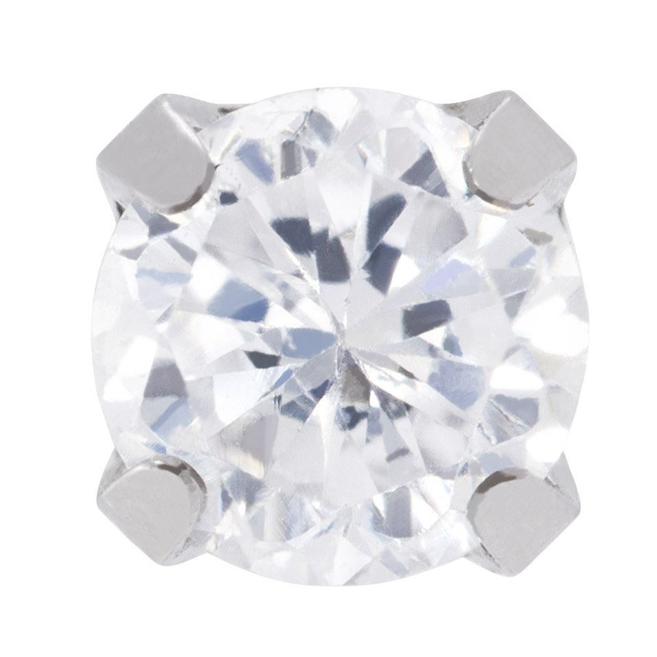 9ct White Gold 3mm White CZ Stone Set Stud