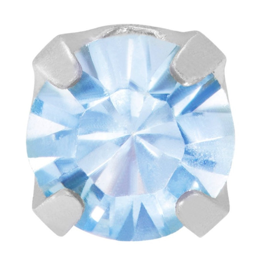 Stainless Steel Aquamarine Crystal Stone Set Stud