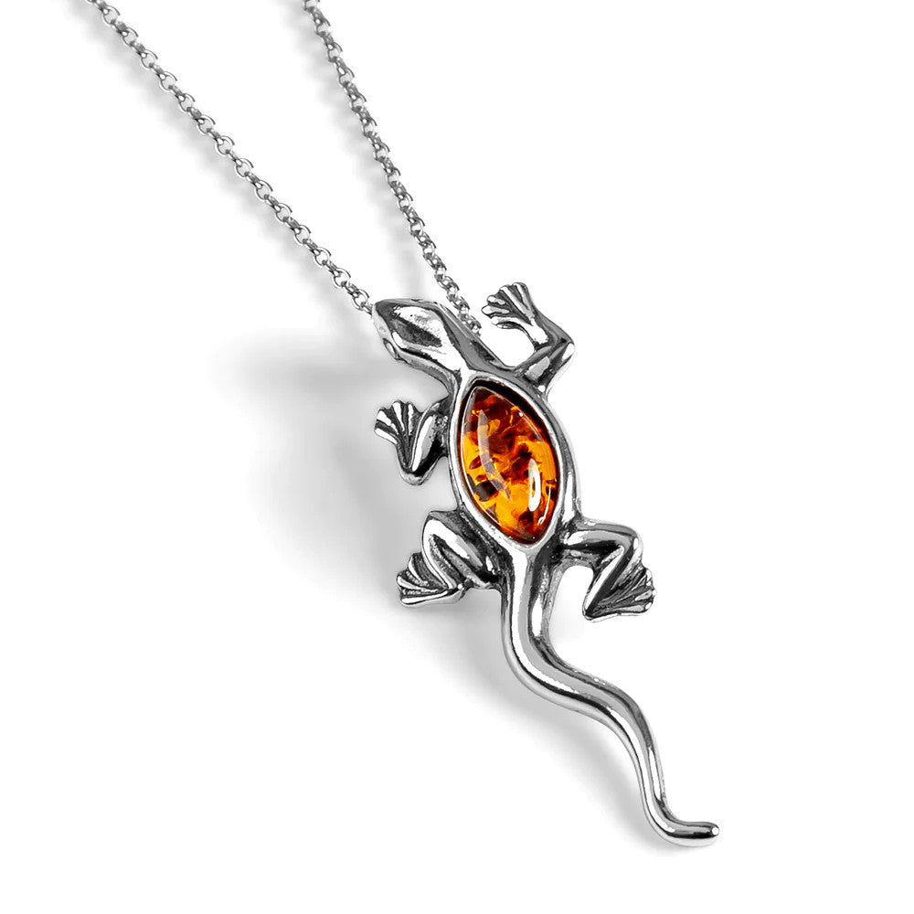Henryka Small Lizard Necklace in Silver