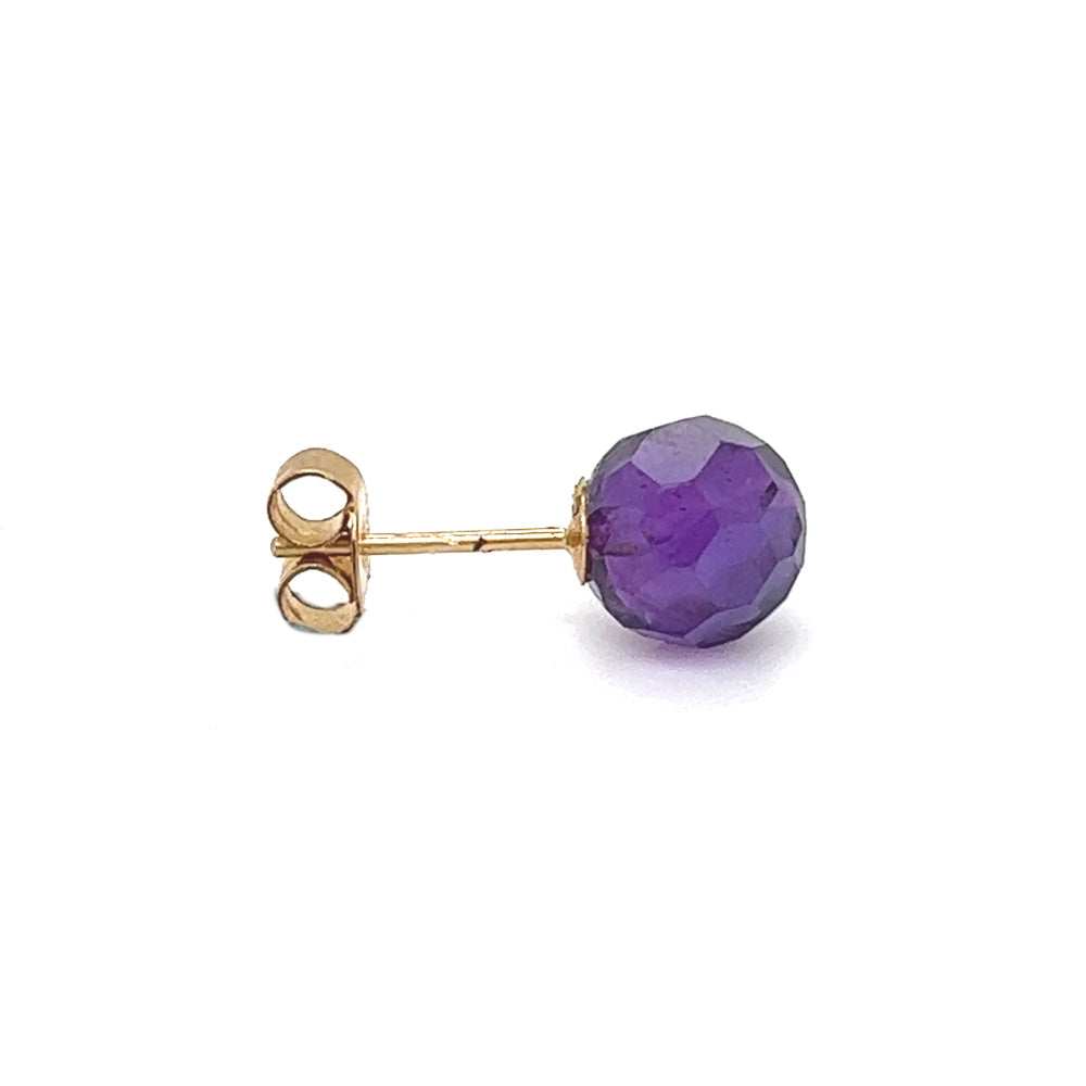 9ct Gold 5mm Faceted Amethyst Bead Earrings