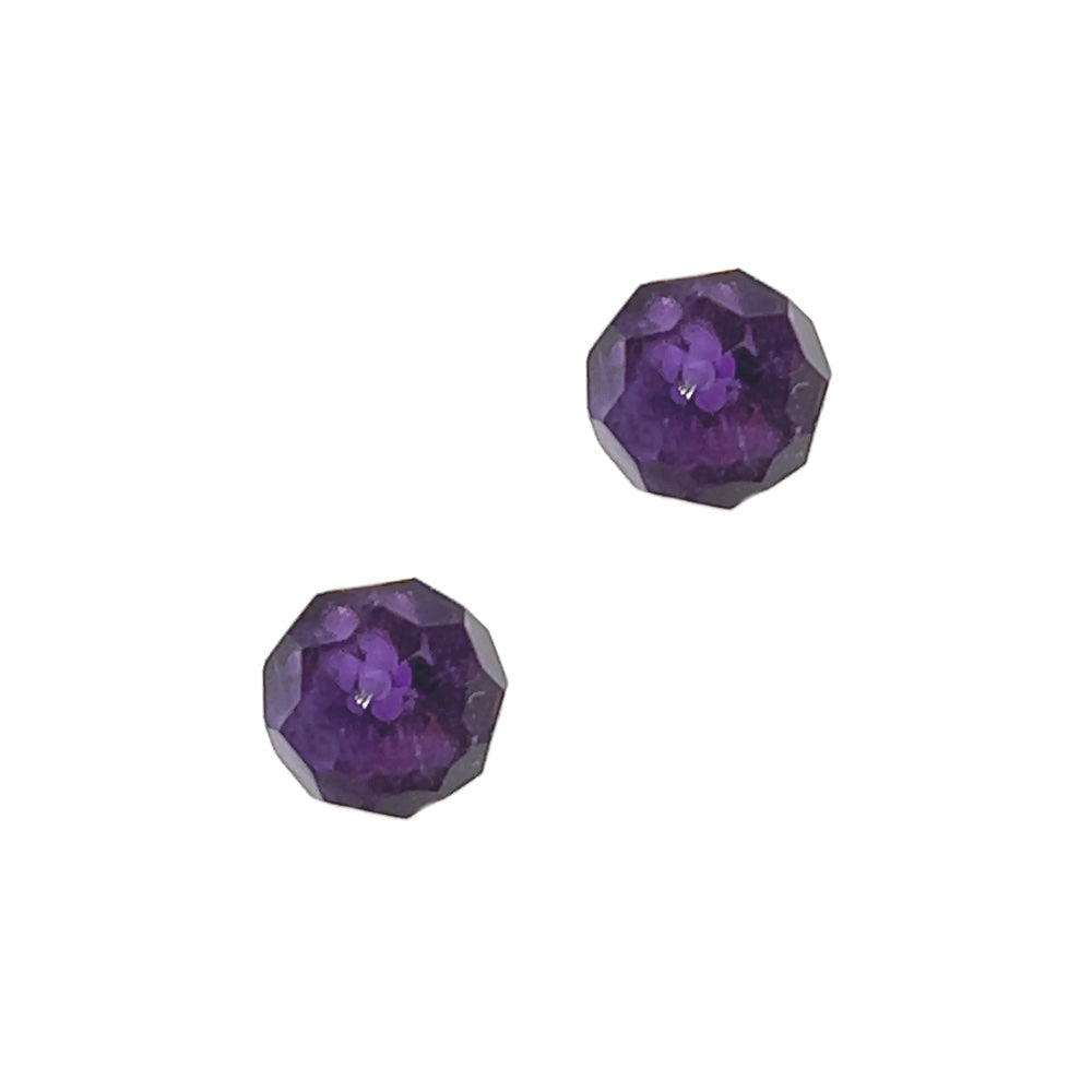 9ct Gold 5mm Faceted Amethyst Bead Earrings