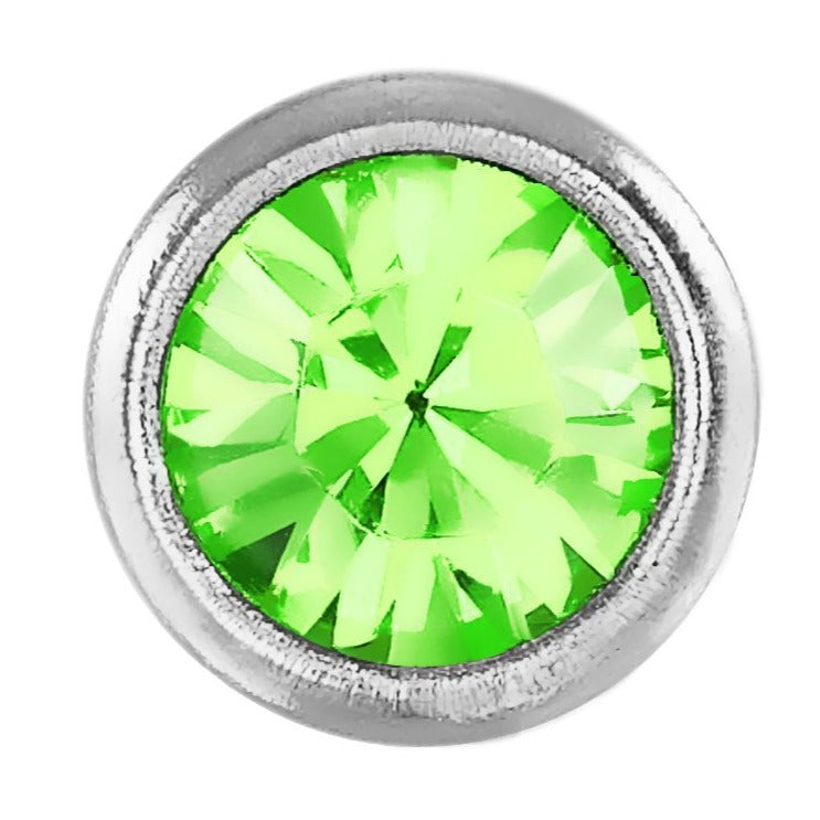 Stainless Steel Peridot Crystal Stone Bezel Set Stud