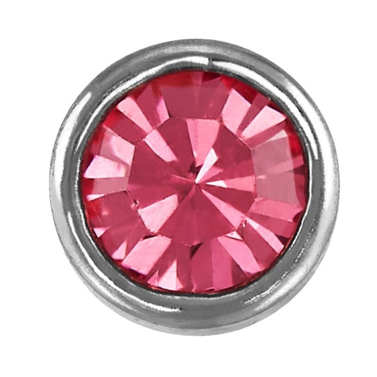 Stainless Steel Pink Crystal Stone Bezel Set Stud